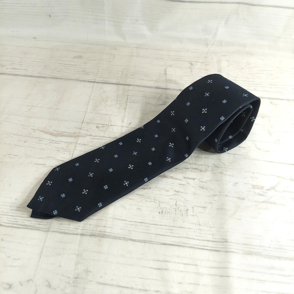 Ric Karon for‎ Fruit of the Loom Mens Necktie Navy Blue Geometric Pattern